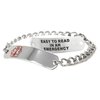 Medical Alert Bracelet Stainless Steel with Free Custom Engraving and ID Card, Curb Chain - Red | Made in USA - Wrist Size 7.5 Inch