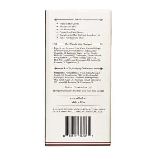 Well's Oil Fermented Rice Moisturizing Shampoo & Conditioner Set (8 fl. oz. x 2ea) | Nourishing & Moisturizing | For All Hair Types