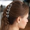 Bridal Hair Accessories - Silver Rhinestone and Pearl Hair Clips, Crystal Flower and Leaf Hair Pins for Brides, Bridesmaids and Women (6 Pieces)