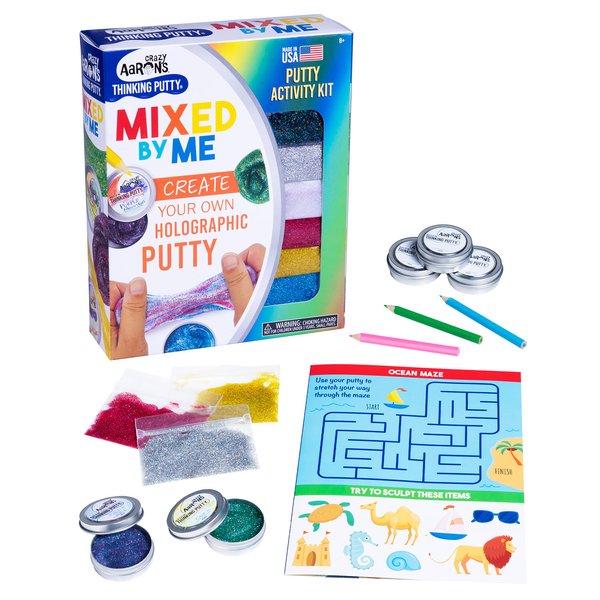Crazy Aaron's Thinking Putty - Holographic Mixed by Me Thinking Putty Kit - Create Your Own Colors, Mix and Name 5 Tins - Never Dries Out