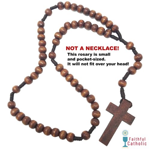 Faithful Catholic Wooden Rosary - Rosary Beads Catholic for Men - Rosarios Catolicos Para Hombre (Wood Dark Brown)