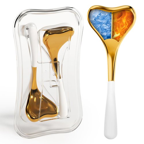2pcs Facial Ice Globes in Stainless Steel Ergonomic Massaging Shape, Ideal Skincare Cryo Sticks for Face & Eyes Puffiness Relief, Esthetician Supplies Cooling Globes Facial Gua Sha Tool w/ Carry Case