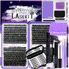 DIY Lash Extension Kit 780 Pcs D Curl Individual Lash Clusters Eyelashes Extension Set with Mirror Lash Storage Box Lash Bond&Seal Glue Remover Tweezers Lash Brush Applicator