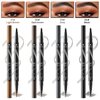 2PCS Microblading Eyebrow Pen Last All-Day Eyebrow Pencil 2-in-1 Magical Waterproof Eye Brow Pencils with 4-Fork-Tip & Precise Brush-Tip for Natural Hair Like Strokes (Light Brown)