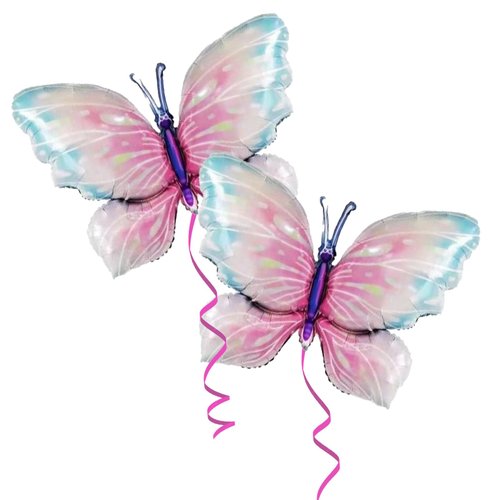 GLASNES Butterfly Foil Balloons Pink Blue Butterfly Balloons Butterfly Party Supplies for Wedding, Baby Shower, Birthday Party Decoration (2 Pcs)…