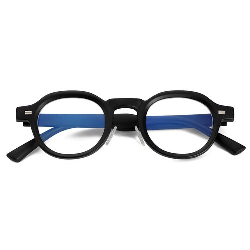 JOVAKIT Trendy Round Blue Light Blocking Glasses for Women Men Retro Vintage Circle Style Non-prescription Computer Glasses (Black)