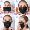 Face Mask Black, Disposable Face Masks, 3 Layer Design Protection Breathable Face Masks with Elastic earband