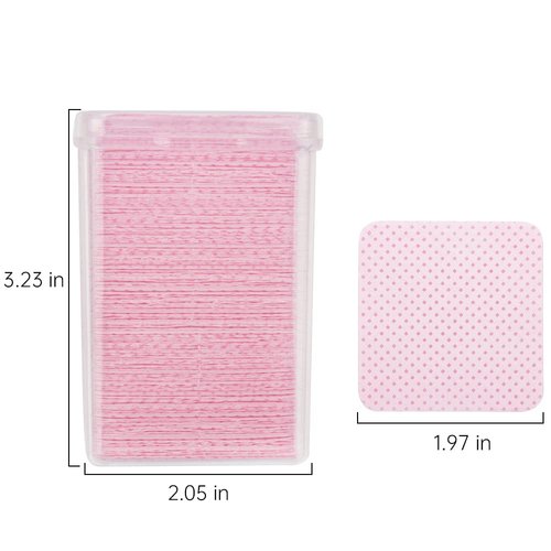 200 PCS Glue Wiping Cloth Eyelash Extension Glue Remover Lint Free Wipes Dry Pads Non- Woven Fabric Wiper for Nail Polish Home Salon (Pink)
