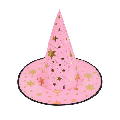 Century Star Kids Witch Hat Star Printing Wizard Hat for Boys Girls Halloween Hat Cosplay Party Decorations Z Black & Pink One Size