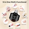 Modelones 9 in One Nail Glue Base Coat Nail Polish Set Brush On Gel Nail Glue 15 ml for Rhinestone, False Nails, Base Gel, Blooming Nail Art Gel Nail Kit for Acrylic Nails U V Lamp Needed