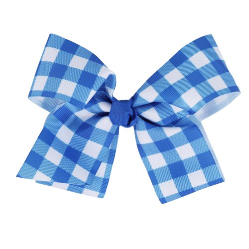 Plaid Hair Bow Hair Clip 6 Inch Checkered Bow Hair Clip (Royal Blue)