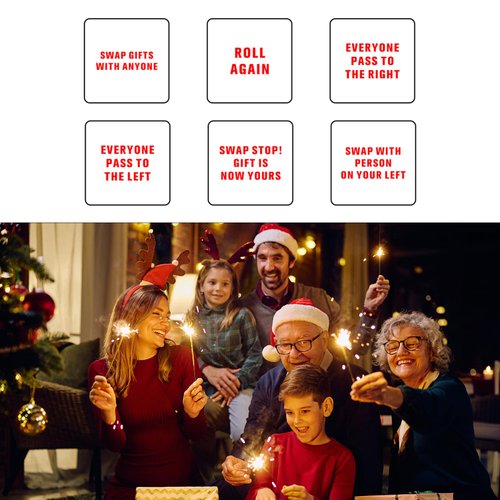 Christmas Game Santa Swap Gift Exchange Dice Christmas Games for Family Party Gift Exchange Ideas Secret Santa Gifts Christmas Stocking Stuffers Exchange Dice Game Santa Swap Dice