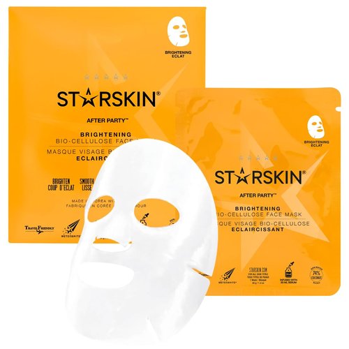 STARSKIN Instant Brightening Bio-Celullose Face Mask - Award Winning Korean Sheet Mask, Energizing, Soothing, After Party, 30ml