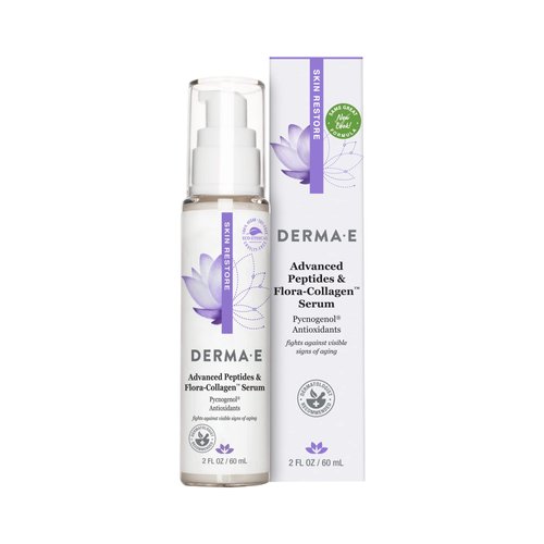 DERMA E Advanced Peptides and Vegan Flora-Collagen Serum – Double Action Collagen Face Cream with...