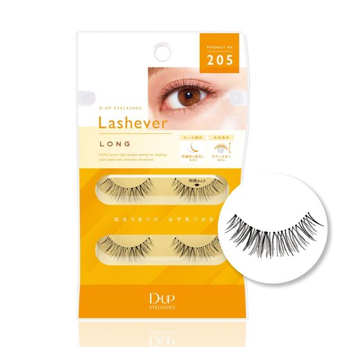 D-UP Lashever Long Series False Eyelashes (205 Black, 1 Count (Pack of 1))