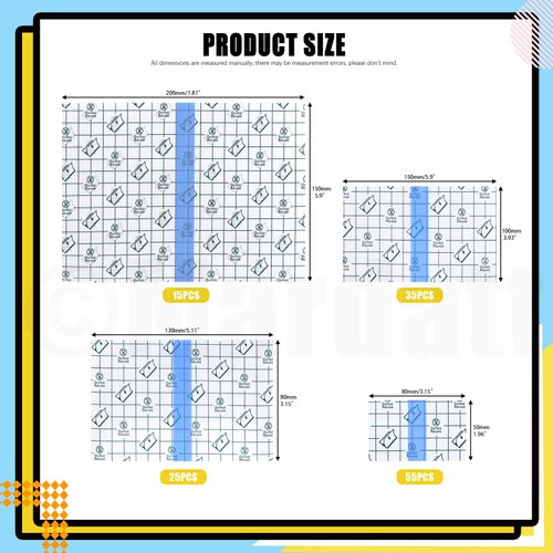 Mardatt 130Pcs 4 Size Waterproof Stretch Adhesive Bandage Assortment Set, Clear Tattoo Protection Film Transparent Adhesive Bandages Dressing Tape Tattoo Aftercare Wrap for Shower