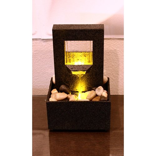 Nature's Mark Raining Spout LED Relaxation Water Fountain with Authentic River Rocks 10063