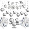 Kasyat 56 Pcs Disco Party Decorations Lets Boogie Banner Disco Ball Hanging Swirls Silver Disco Ball Balloons Disco Theme Party Centerpieces for Back to 60s 70s 80s Retro Silver Disco Party Supplies