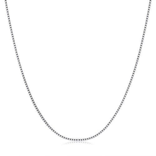 Gacimy Sterling Silver Chain Necklace for Women, 0.8mm Thin 925 Sterling Silver Box Chain for Women Girls, 18" Length