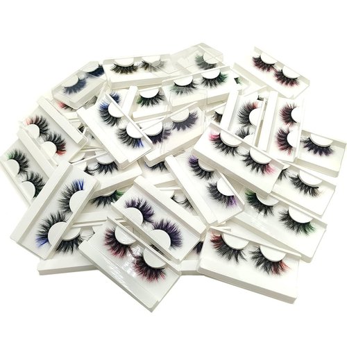 Ellazzle 20 Pairs Colored Lashes Fluffy False Mink Eyelashes 5D Dramatic Wispy Lashes Colored Lashes Strips