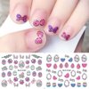 BYNYTO 12 Sheets Glitter Easter Nail Stickers for Art Bunny 3D Self-Adhesive Decals Eggs Basket Stuffers Rabbits Chick Butterfly Flowers Design Women Girls Kids DIY Decorations