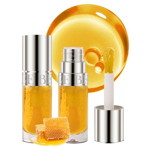 Lip Glow Oil-2Pcs Moisturizing Tinted Lip Gloss,Hydrating Comfort Oil Lipgloss Big Brush Head Lip Tint Stain, Clear Plumping Lipstain, Non-sticky Glow Reviver Lip Care Oil,Makeup Gift for Women-01