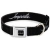 Dog Collar Seatbelt Buckle Impala Script Emblem Black Silver 18 to 32 Inches 1.5 Inch Wide
