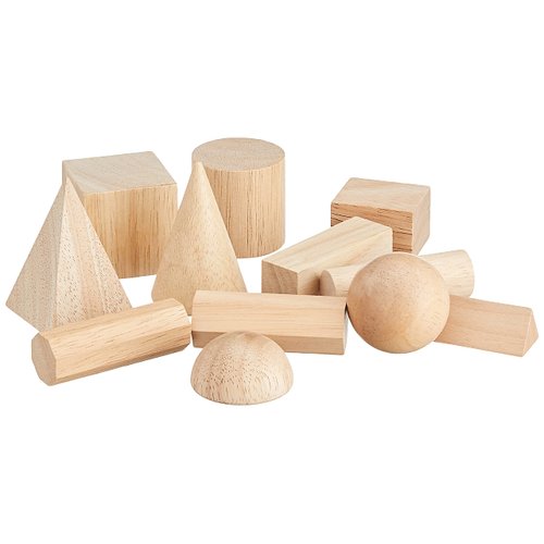 Learning Resources Geometric Solids, Wooden Shapes, Set of 12 Geometric Shapes, Ages 6+, Multi-color