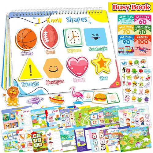 YTSQLER Montessori Busy Book for Toddlers 3-5 Kids Preschool Learning Book with 36 Themes Toddler Learning Toys Activities Velcro Autism Materials Homeschool Pre k Educational Gifts