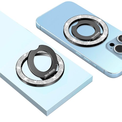 Magnetic Phone Grip for MagSafe, Removable Magnetic Phone Ring Holder Rotatable Kickstand Compatible with iPhone 15 Pro Max / 14 Pro Max / 13 Pro Max / 12 and Smartphones (Black)