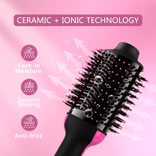 Hair Dryer Brush Blow Dryer Brush in One 4 in 1 Styling Tools with Ceramic Oval Barrel, and Styler Volumizer, Hot Air Straightener Brush for All Hair Types