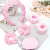 AOPRIE SPA Headbands for Washing Face Makeup Scrunchies Hair Tie Hair Band Women Facial Head Band Wrist Towel Wraps For Shower Face Mask Pink, 6 Pack