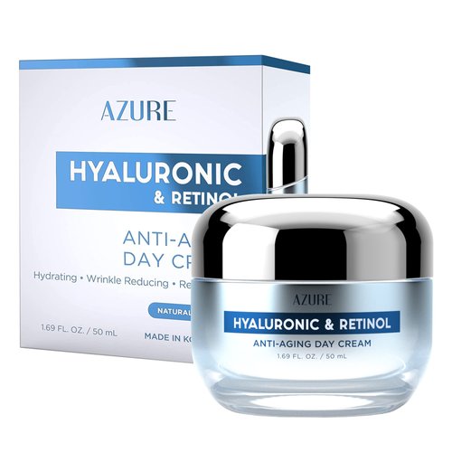 AZURE Hyaluronic &amp; Retinol Anti Aging Day Cream - Rejuvenating &amp; Hydrating | Reduces Wrinkles, Cr...