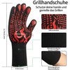 HexinYigjly 1 Pair/2 Pieces BBQ Gloves, Grilling Gloves, Heat Resistant Barbecue Oven Gloves, 1472°F/800°C Kitchen Fireproof Mitts Heat Proof for Grilling, Baking, Cooking, Welding Gloves Mitts - Red