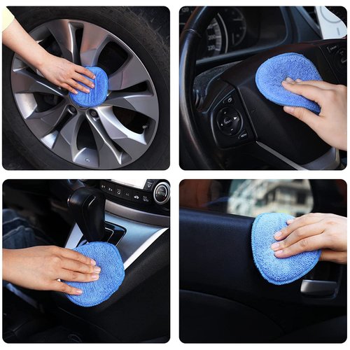 FONAROLL Microfiber Wax Applicator Pads, Car Wax Applicator, Buffing & Detail Polishing Foam Pads for Car Cleaning and Fine Polishing (5" Diameter, 6 Pack)…