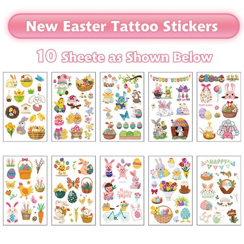 Easter Luminous Temporary Tattoos Stickers for Kids， Easter Eggs Chicken Tattoo Stickers，Easter Basket Stuffers Hunt, Easter Eggs Gift for teens girls babies adults