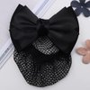 Black Bowknot Hair Bun Clips Hair Bun Cover Barrettes Bow Bun Cover Hairnet Elastic Mesh Hair Clips Lace Bow Decor Hair Net Clips and Barrettes Hair Clips for Lady Women