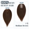 Benehair Human Hair Toppers for Women 100% Remy Human Hair 150% Density No Bangs Hair Topper 7 * 13 CM Silk Base Clip in Hair Pieces for Women 10 Inch #4 Medium Brown