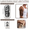 77 Sheets Temporary Tattoo for Men and Women, 17 Sheets Half Arm Chest Shoulder Fake Tattoos, 60 sheets Tiny Black for Adults, Waterproof Realistic Tattoos Long-Lasting