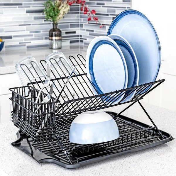 Better Houseware Drain Boards for Kitchen Counter 19.6 x 15.6 x 1.5 Black Dish Drainer Mat Shields Countertops from Water Damage