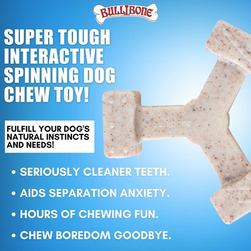 Bullibone Nylon Dog Chew Toy Spin-a-Bone - Interactive Dog Toy, Triggers Natural Instincts, and Improves Oral Health