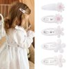 10 Pcs Girls Fabric Wrapped Hair Clips Flower Snap Barrettes White Daisy Hair Pins Hairpins Cute Toddler Hair Barrettes Clips Hair Accessories for Kids Children
