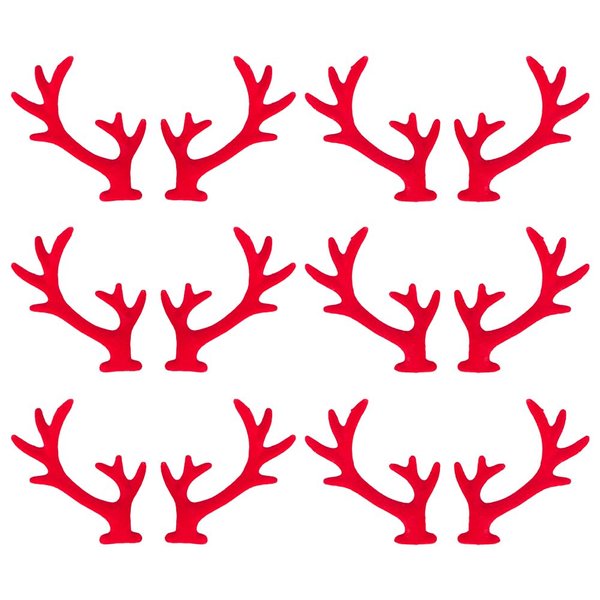 GORGECRAFT 18 Pairs Red Christmas Deer Decor Mini Antlers Embellishments Flocking Deer Antlers Hair Clips Accessories Reindeer Elk Branch Animals Horn Snowman Hand for Headband Snowman Party Ornaments