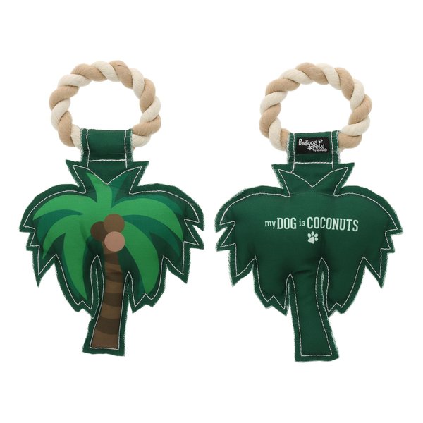 Pavilion - My Dog Is Coconuts - 10" Palm Tree Beach Seaside Ocean Puppy Dog Toy with Rope Handle K-9 Furry Companion Present