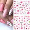 Cherry Blossoms Nail Art Stickers, Holographic Flowers Nail Water Transfer Decals Design, Pink Floral Nail Sticker Acrylic Supplies for Women Manicure Charms Decorations, DIY Resin Nail Decal Tattoo