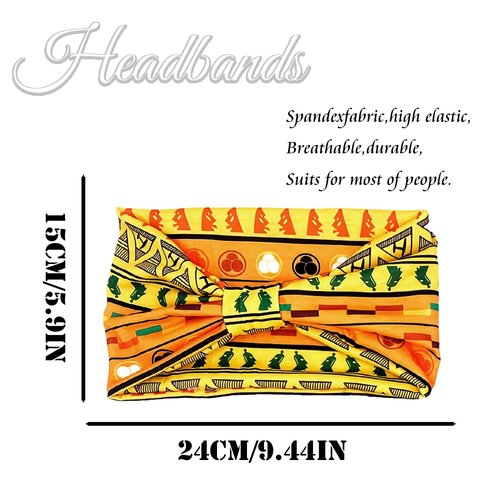 SAWINDA Boho Headbands for Women Wide African Headband Elastic Yoga Turban Hair Scarfs Workout Printed Hair Accessories for Women and Girls (Pack of 4)