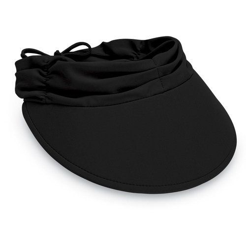 Wallaroo Hat Company Women’s Aqua Sun Visor – Packable Design and Adjustable Sizing for Medium Crown Sizes – Functional Water Friendly Visor for Beach, Poolside and Adventures (Black)