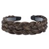 BOBIYA Wide Chunky Plaited Braided Headband Hair Band Synthetic Braid Hairpieces with Teeth Piano Two Tone Colors Accessories (5-Carbon Brown)