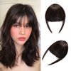 MIFIL Clip in Bangs Real Human Hair Extensions Fake Bangs Dark Brown Hair Clip on Bangs for Women Fringe With Temples Hairpieces Air Bangs For Daily Wear