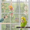 Bird Parakeet Toy Bird Cage Hammock Bird Perch Natural Coconut Hideaway with Ladder Swing Chewing Hanging Bell Toy with Mirror for Parrots,Parakeet,Conure,Cockatiel,Budgerigar,Love Birds,Mynah,Finches
